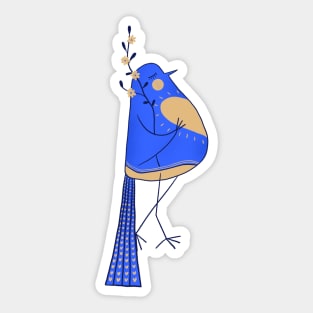 Blue love bird with yellow flowers for Ukraine Sticker